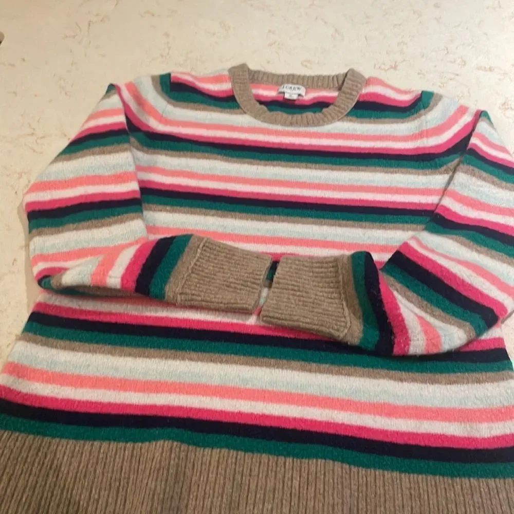 J.Crew striped holiday sweater SZ small wool blend